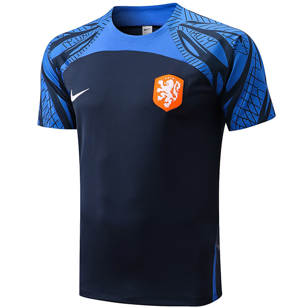 Netherlands pre-match training soccer jersey uniform men's black royal sportswear football shirt 2022-2023